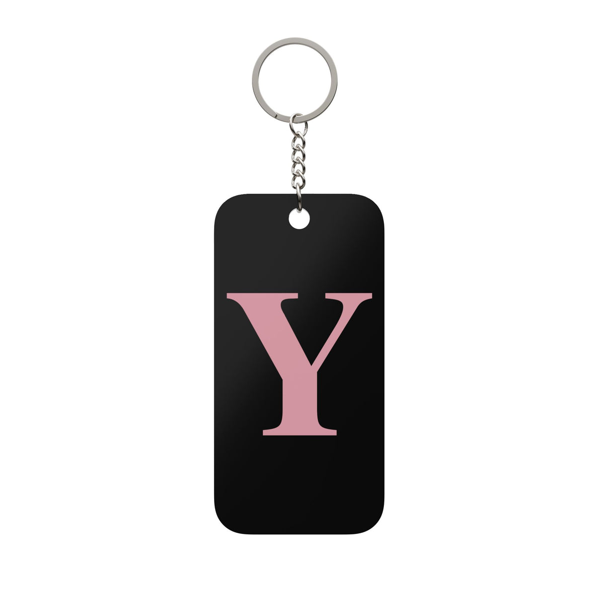 Pink Letter Y Keychain Charm – Double-Sided Monogram Keyring
