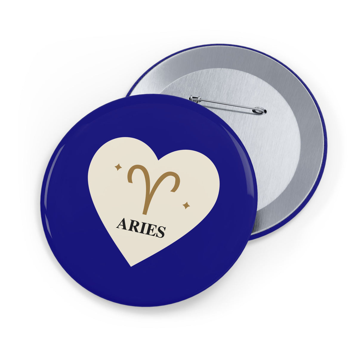 Aries Zodiac Heart Pin – Round Astrology Lapel Button