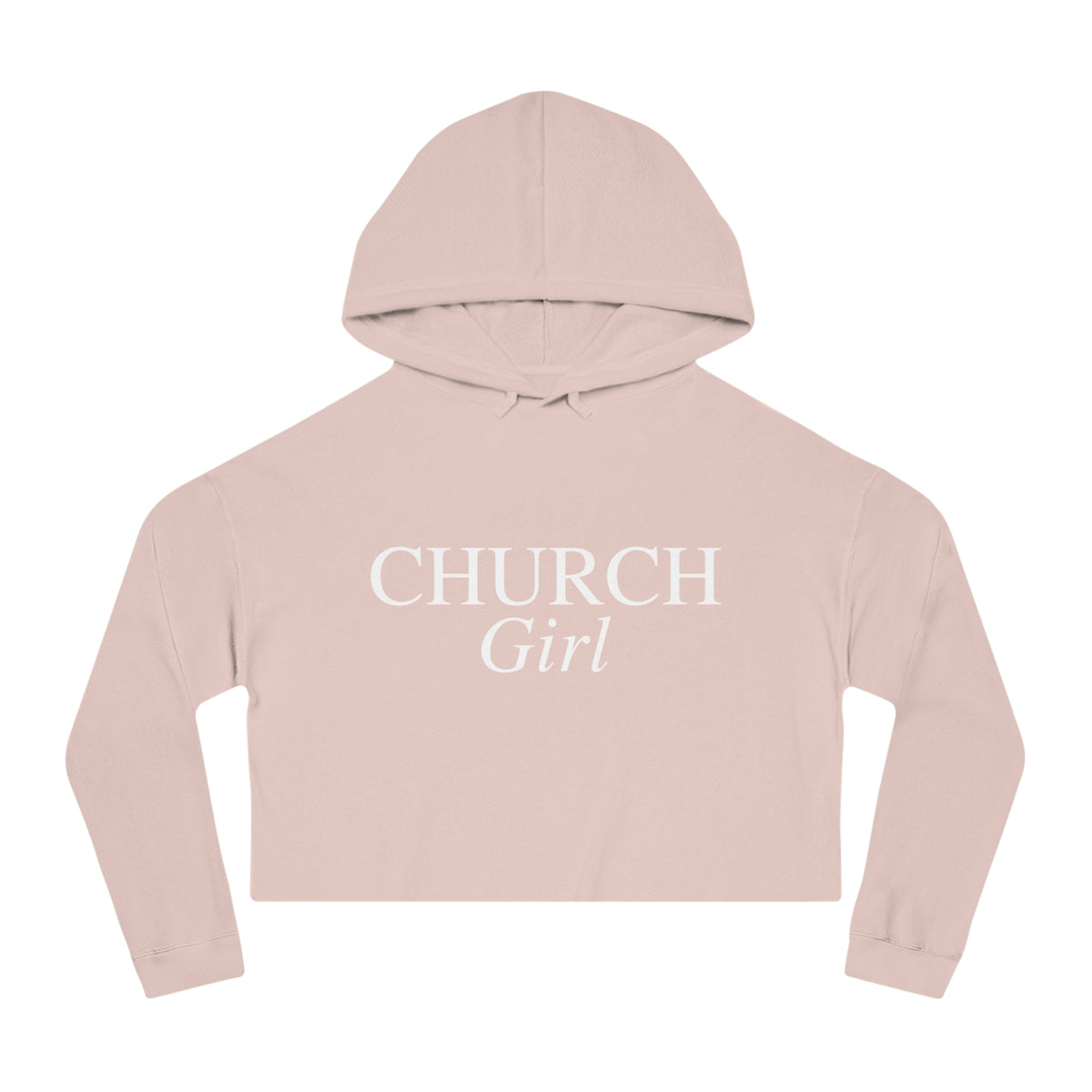 Cropped Hoodie — "Church Girl" Feminine Faith Graphic