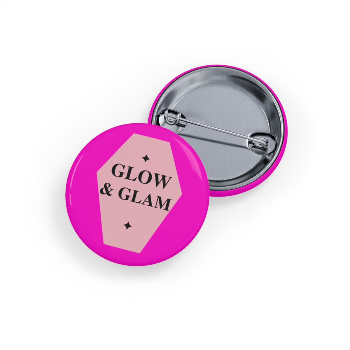 Glow & Glam Round Pin – Pink Beauty Badge