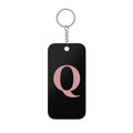 Monogram 'Q' Keychain Charm - Double-Sided Pink Letter on Black