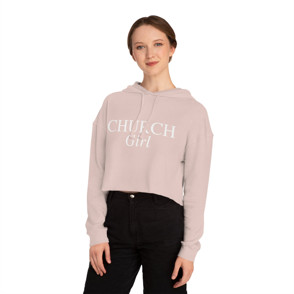 Cropped Hoodie — "Church Girl" Feminine Faith Graphic