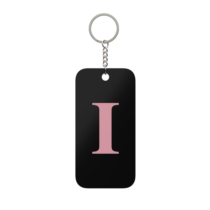 Monogram 'I' Double-Sided Keychain Charm — Black & Pink Initial Keyring