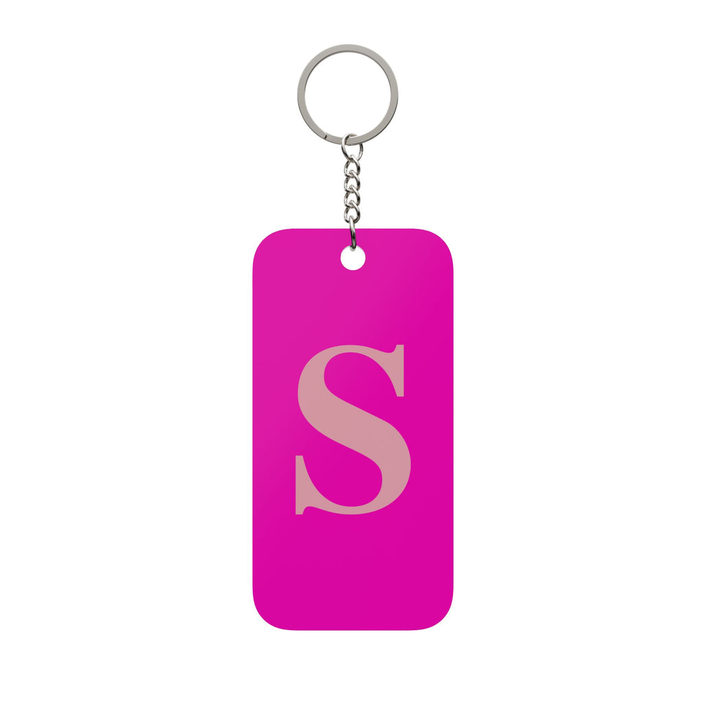 Personalized Monogram Keychain - Double-Sided Pink Initial 'S' Charm