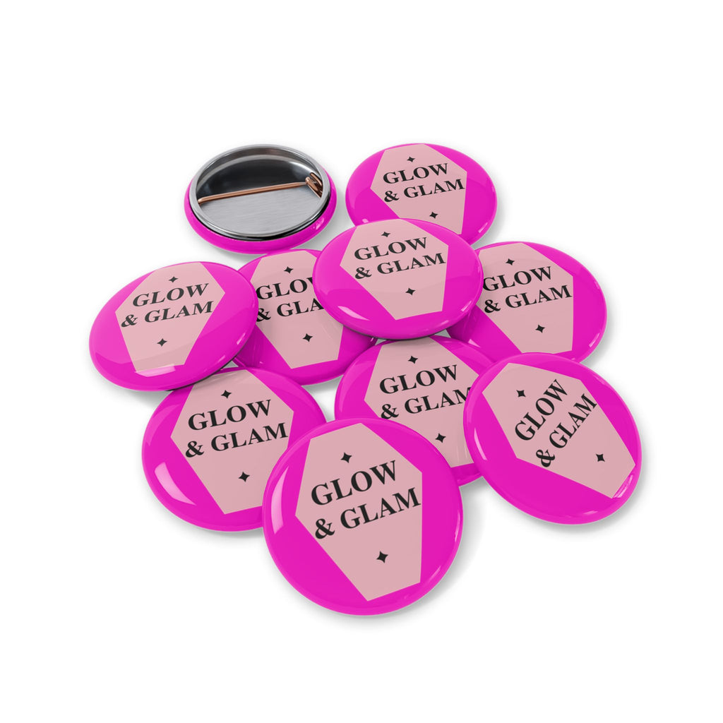 Glow & Glam Round Pin – Pink Beauty Badge