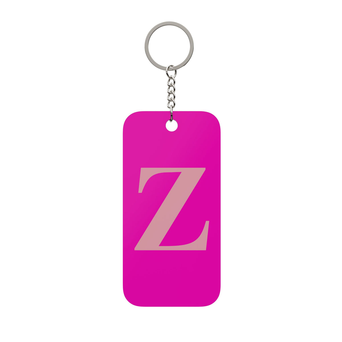 Monogram Keychain — Hot Pink Rectangle with Gold "Z"