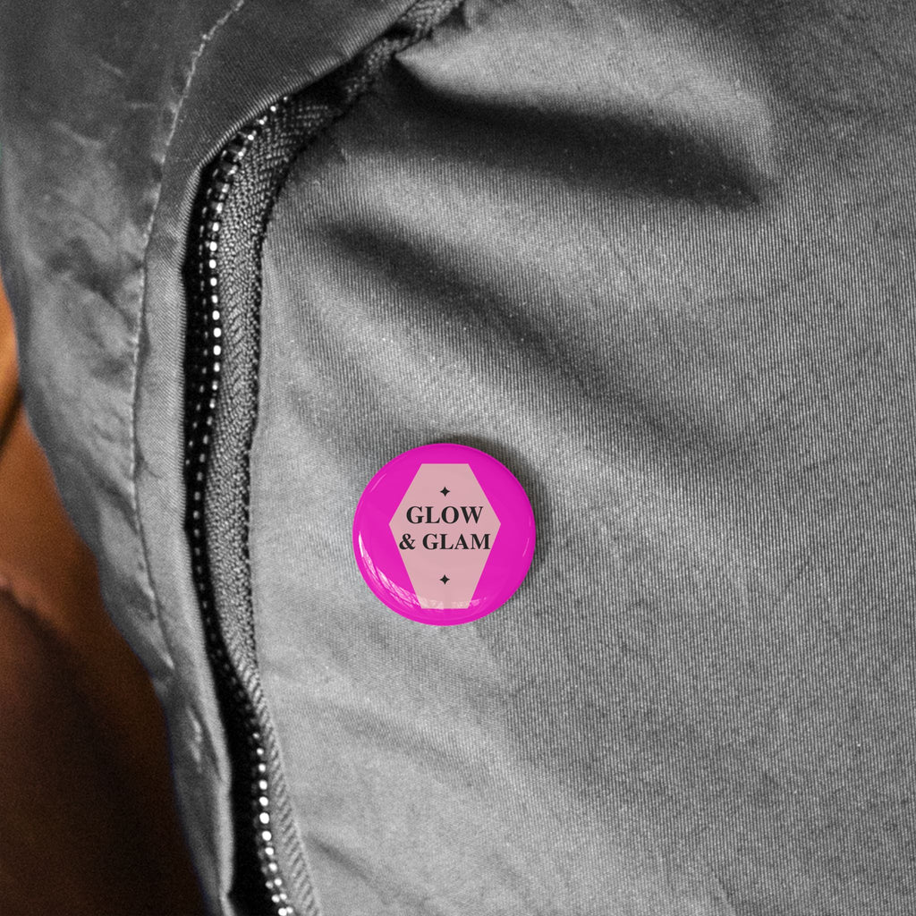 Glow & Glam Round Pin – Pink Beauty Badge