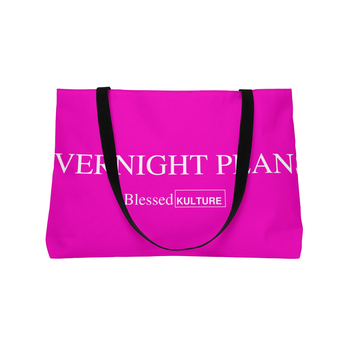 Weekender Tote Bag — Pink "Spend a Night / Overnight Plans" Fashion Travel Tote