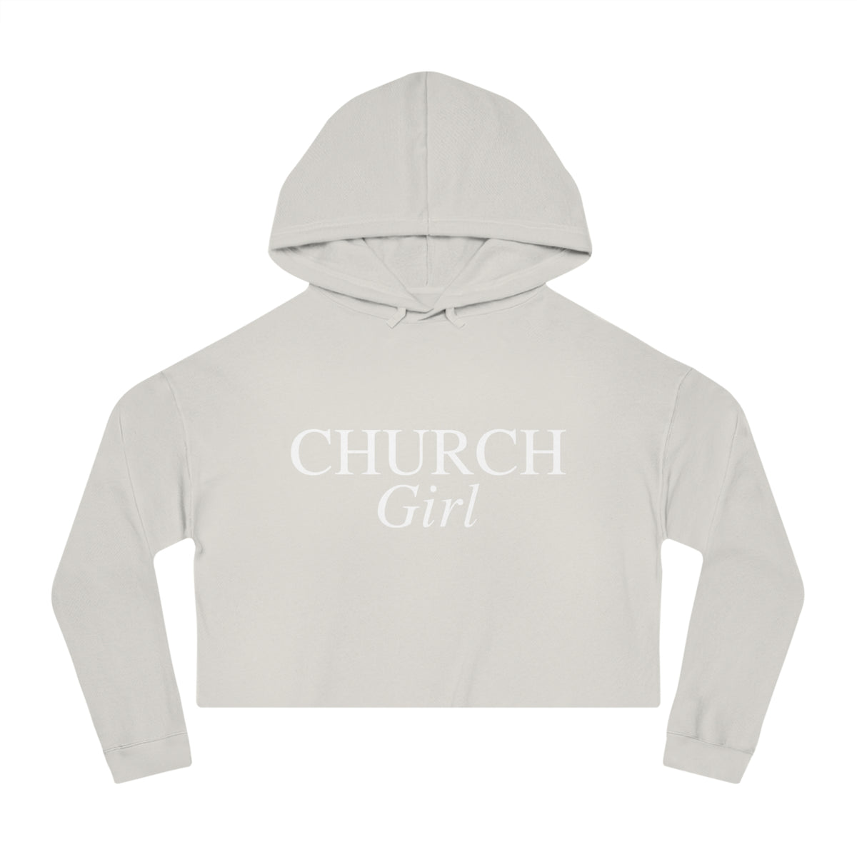 Cropped Hoodie — "Church Girl" Feminine Faith Graphic