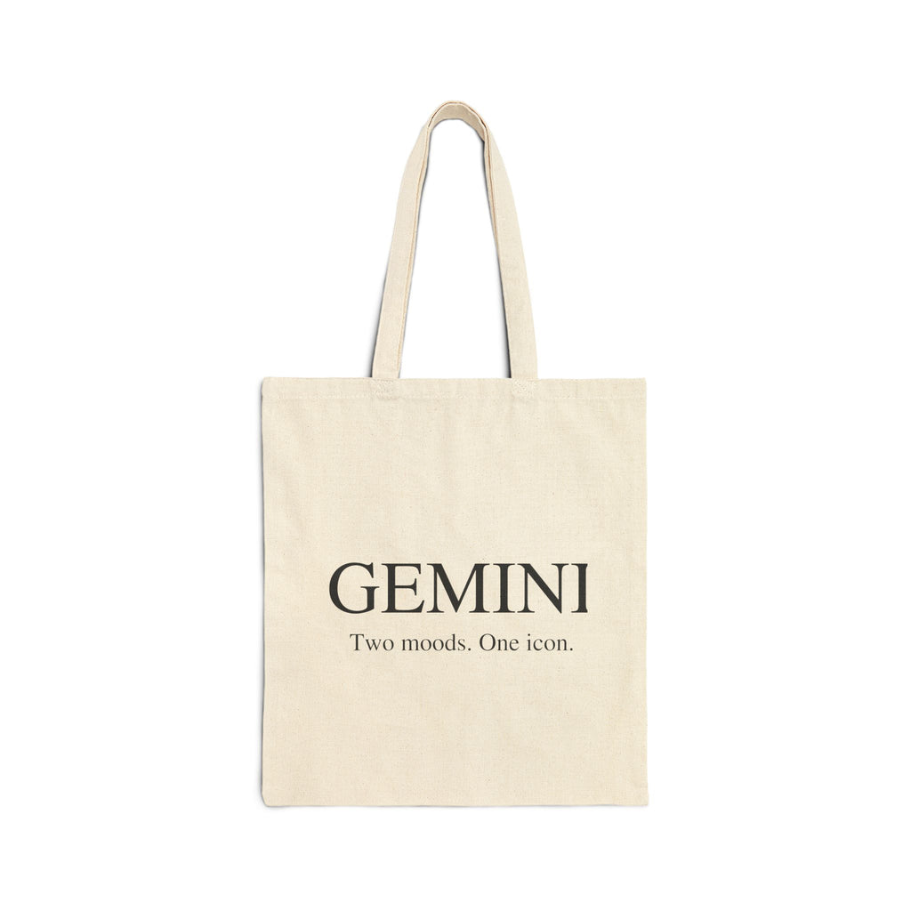 Gemini Cotton Tote Bag - "Two Moods. One Icon." Astrology Zodiac Market Tote