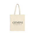 Gemini Cotton Tote Bag - "Two Moods. One Icon." Astrology Zodiac Market Tote