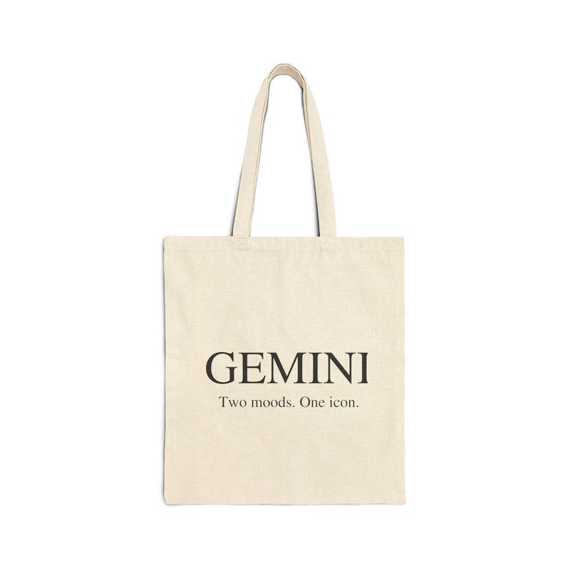 Gemini Cotton Tote Bag - "Two Moods. One Icon." Astrology Zodiac Market Tote