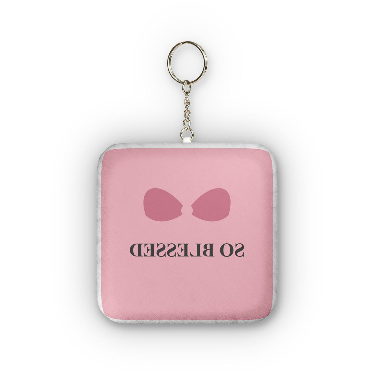 So Blessed Pink Plush Keychain — Custom Mini Square Keyring