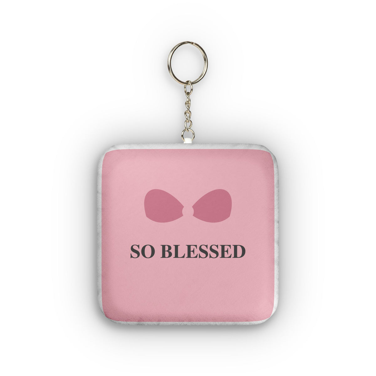 So Blessed Pink Plush Keychain — Custom Mini Square Keyring