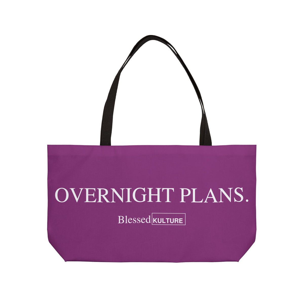 Weekender Tote Bag — "SPENDANIGHT / OVERNIGHT PLANS" Purple Travel Tote