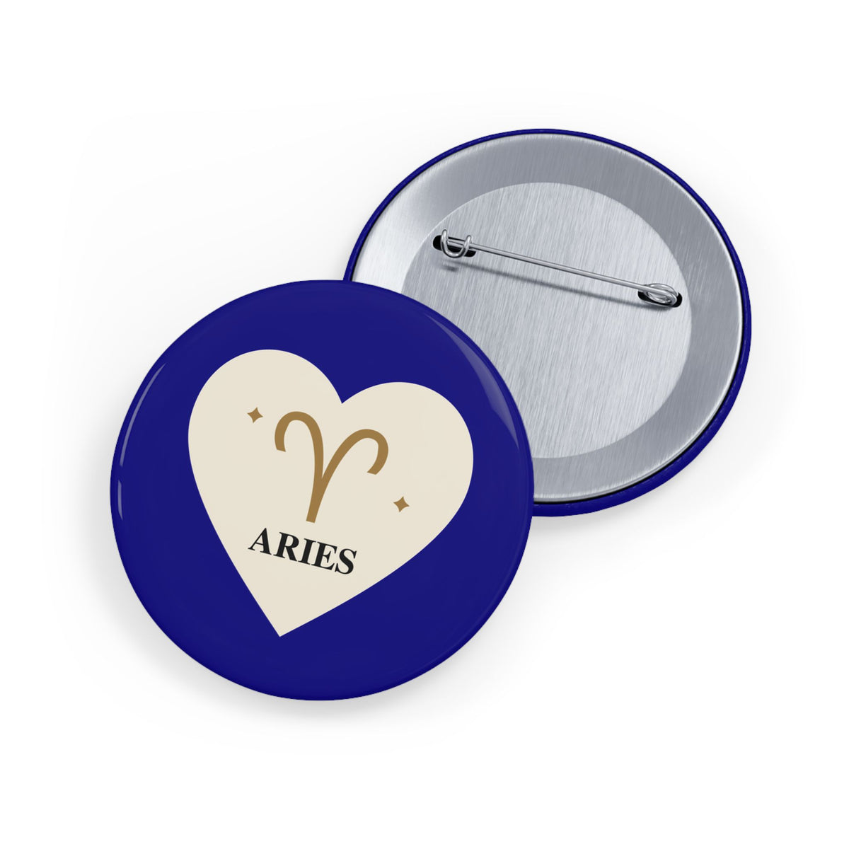 Aries Zodiac Heart Pin – Round Astrology Lapel Button