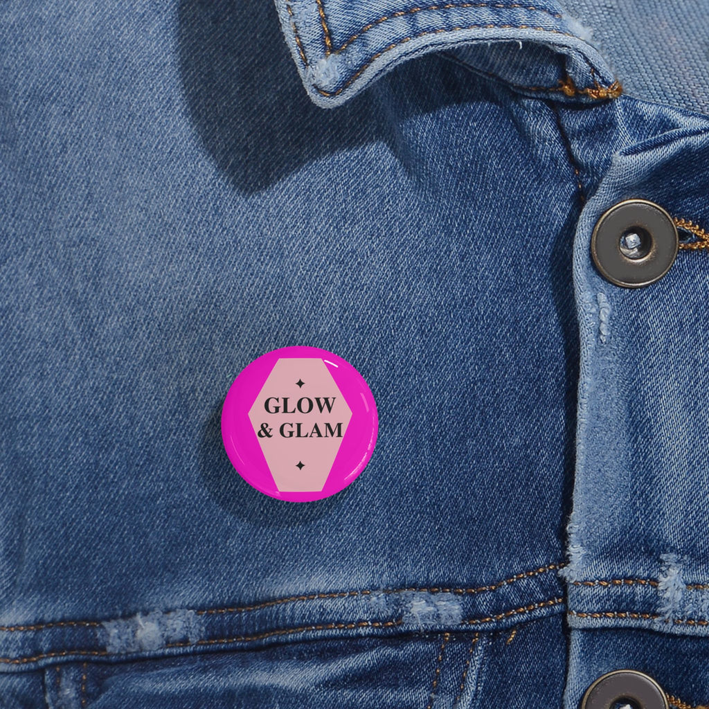 Glow & Glam Round Pin – Pink Beauty Badge