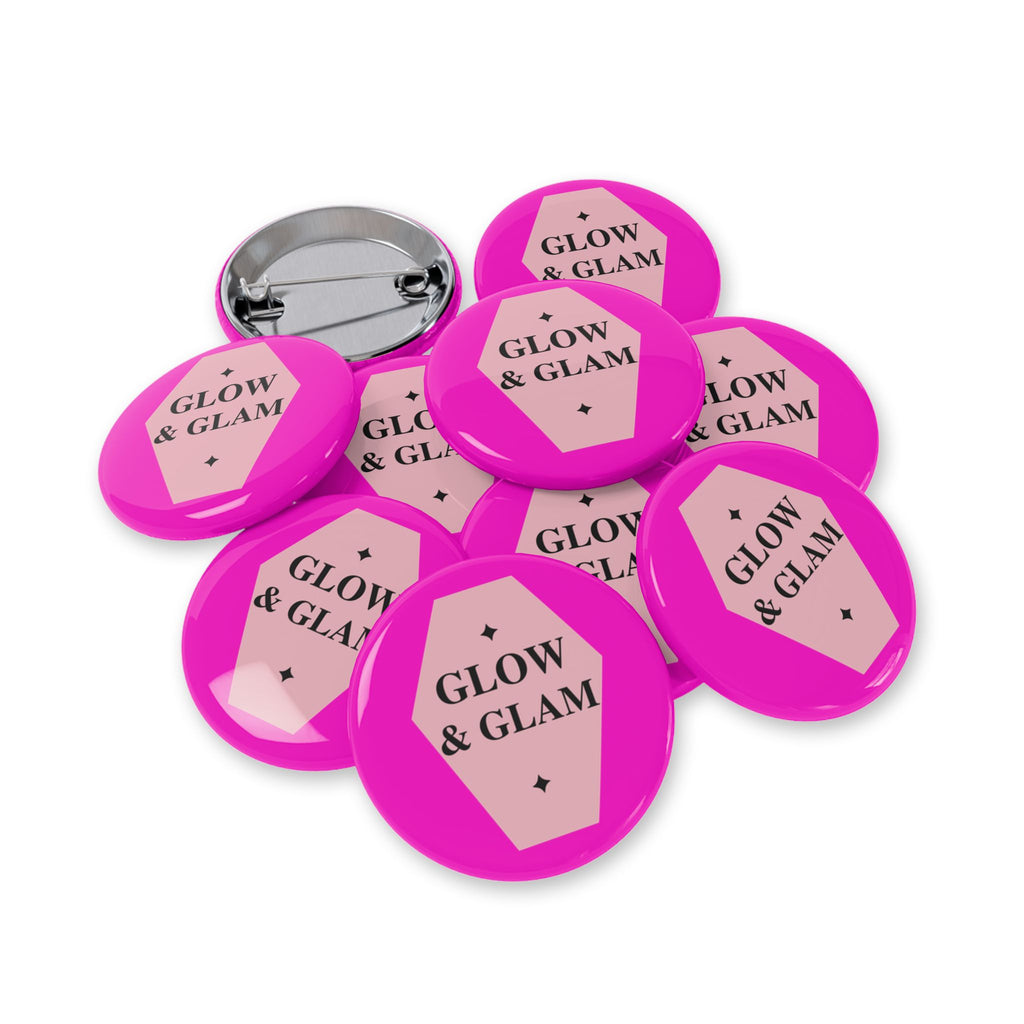 Glow & Glam Round Pin – Pink Beauty Badge