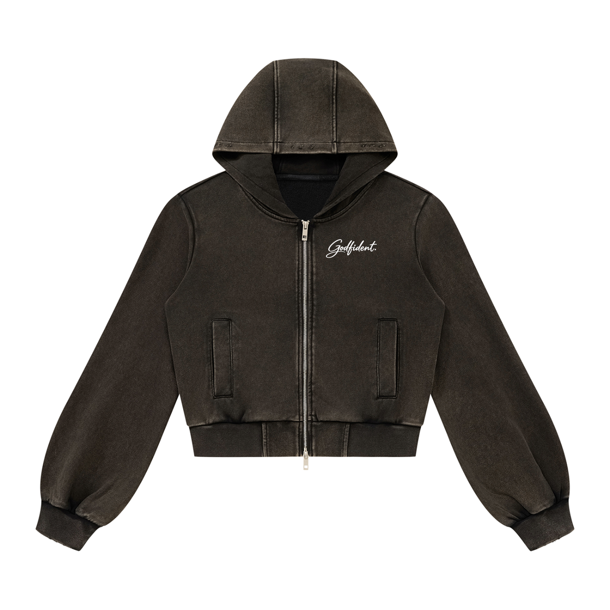 Godfident Women's Vintage Wash Zip Hoodie