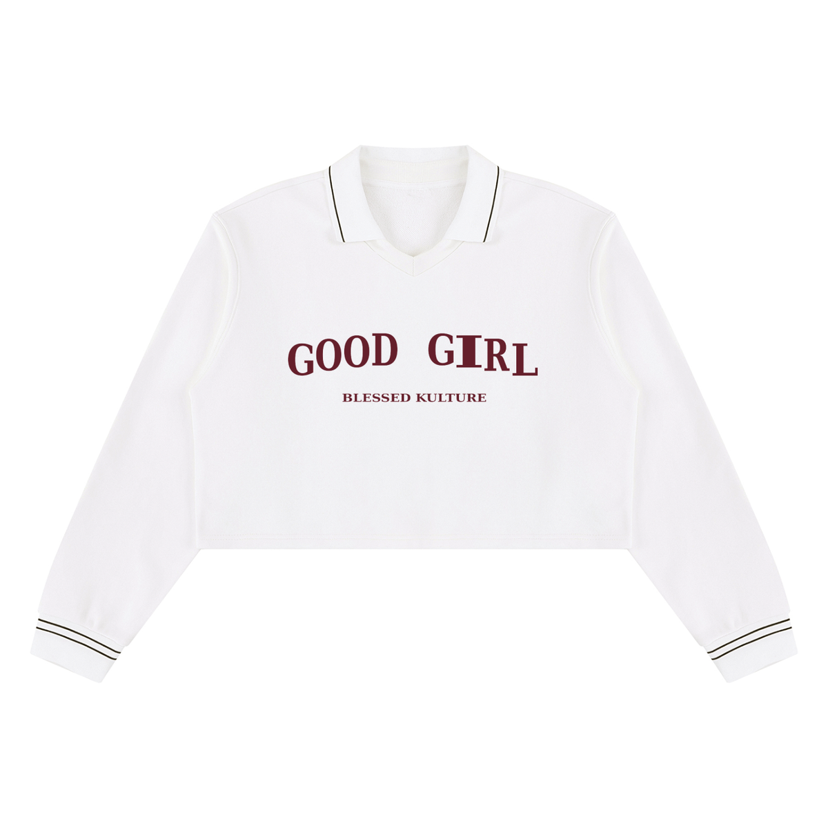 Good Girl Cropped Collared Sweatshirt