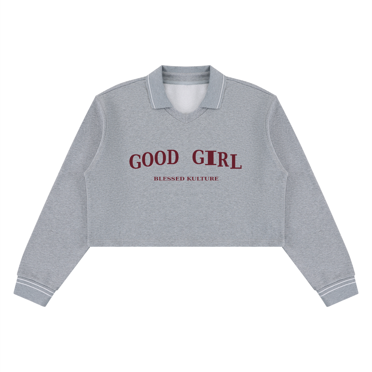 Good Girl Cropped Collared Sweatshirt