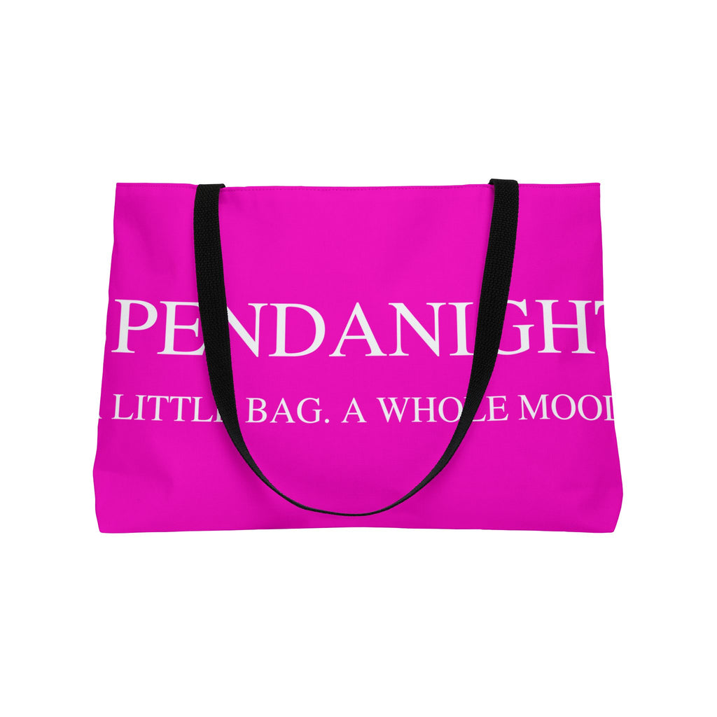 Weekender Tote Bag — Pink "Spend a Night / Overnight Plans" Fashion Travel Tote