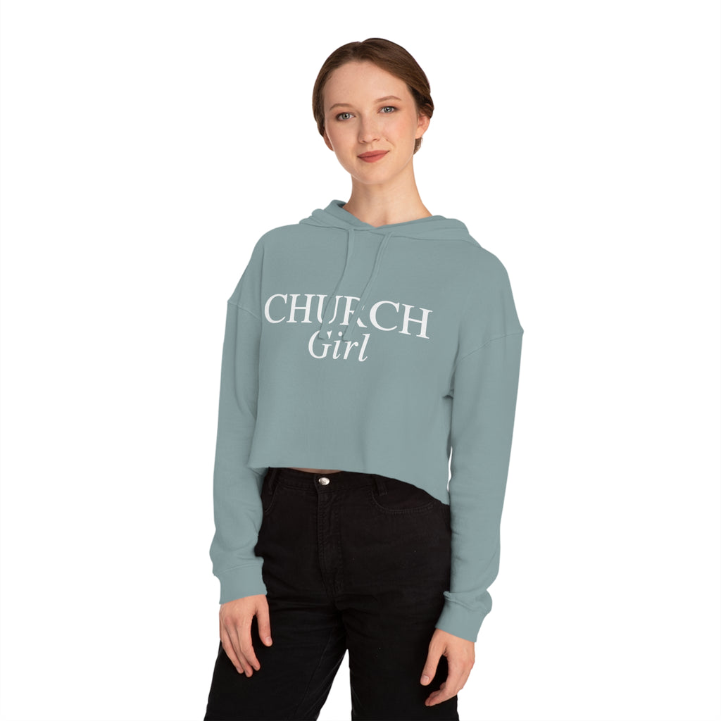 Cropped Hoodie — "Church Girl" Feminine Faith Graphic