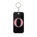 Monogram Keychain Charm – Pink ‘O’ on Black Double-Sided Rectangle