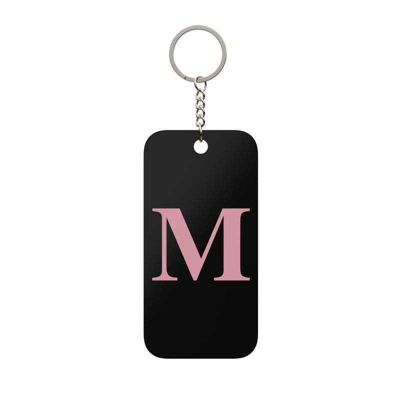 Monogram M Keychain — Double-Sided Pink Letter on Black Keychain Charm