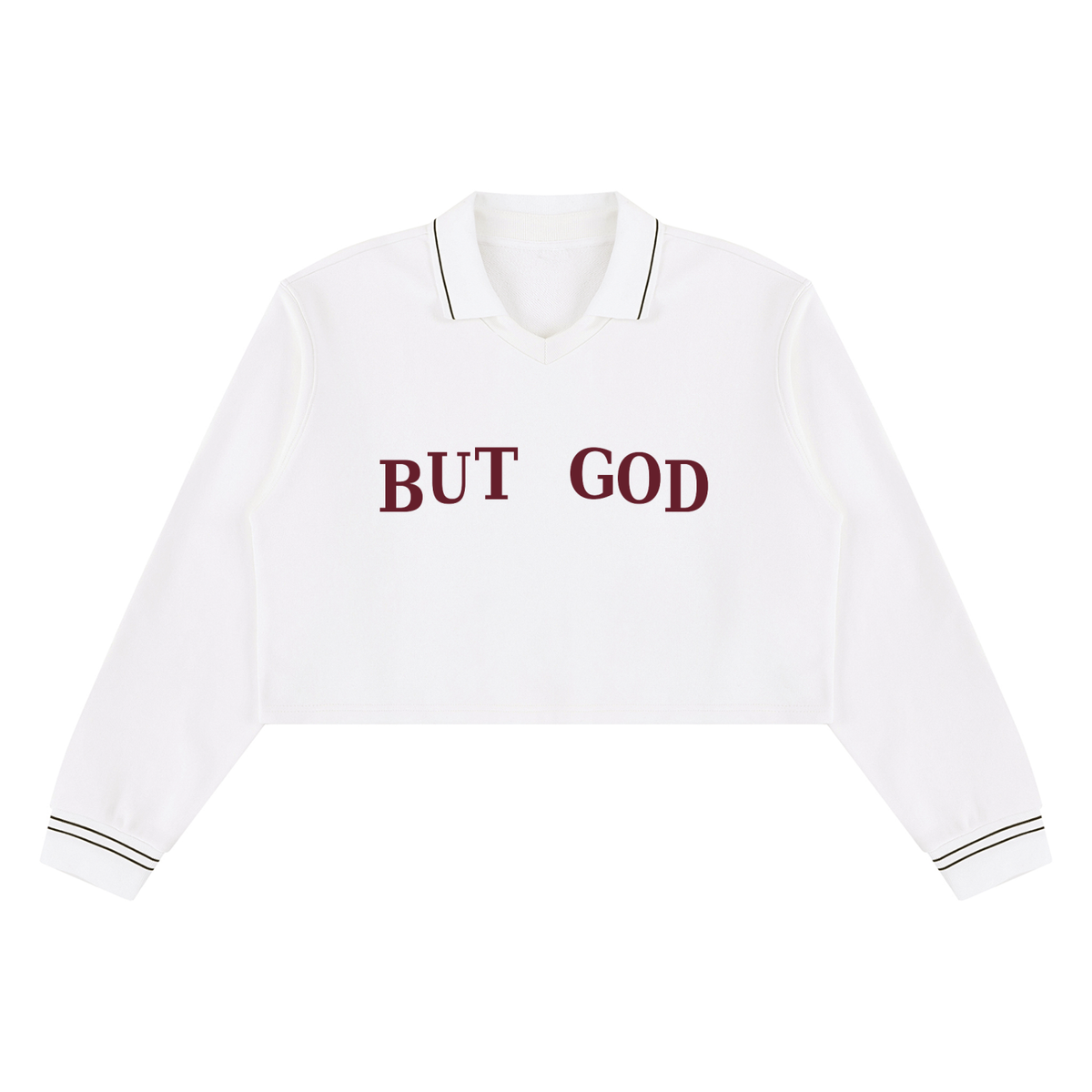 But God Cropped Collared Sweatshirt