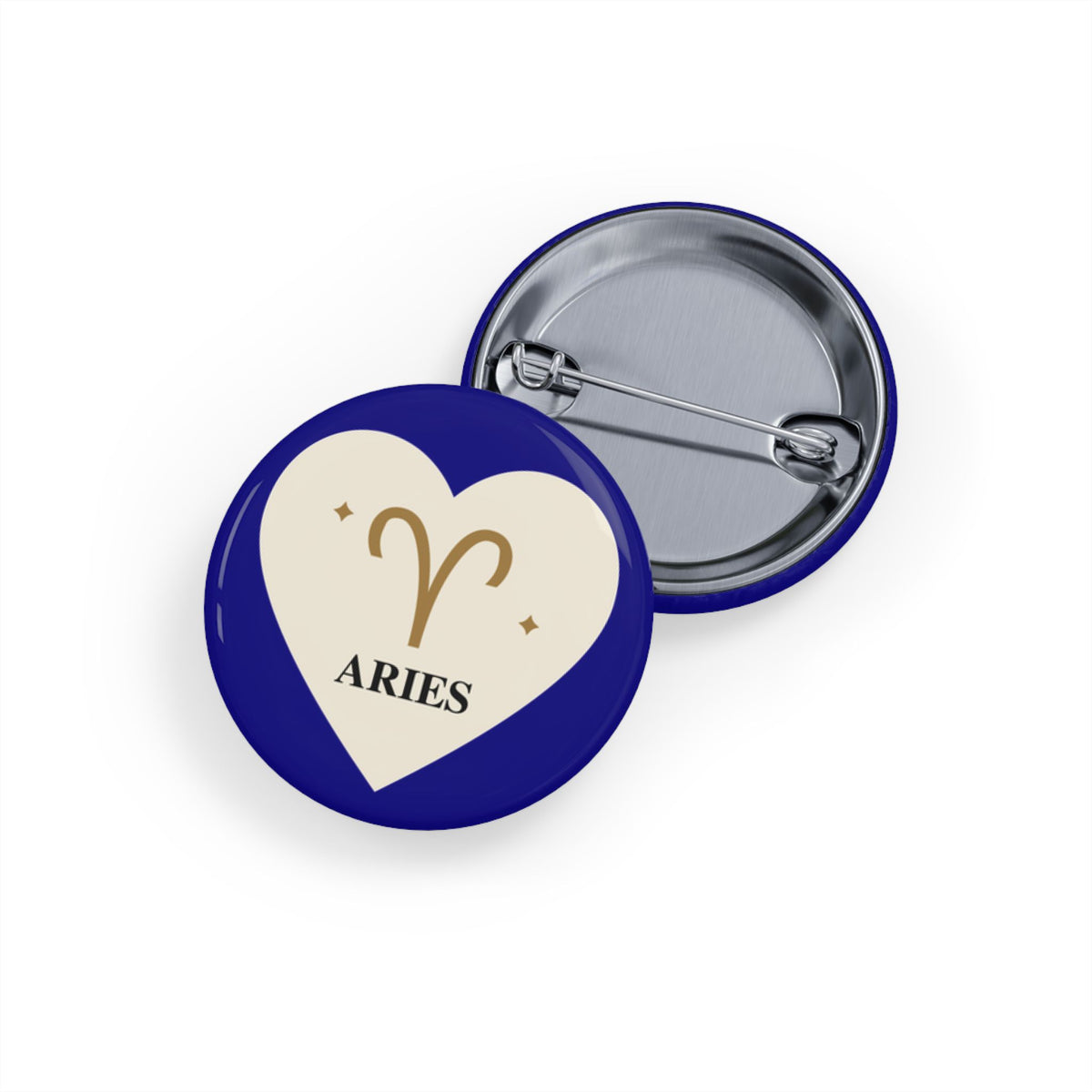 Aries Zodiac Heart Pin – Round Astrology Lapel Button