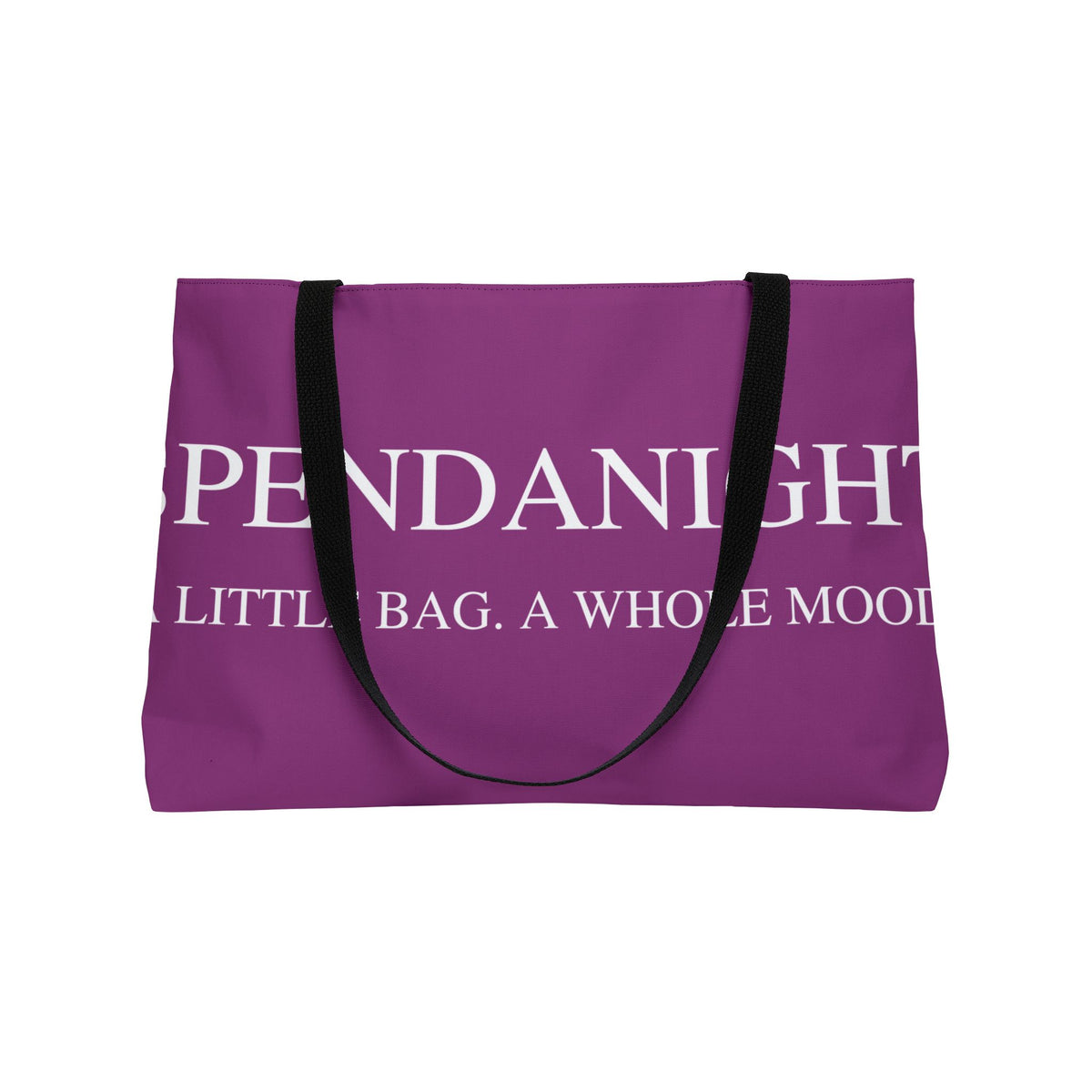 Weekender Tote Bag — "SPENDANIGHT / OVERNIGHT PLANS" Purple Travel Tote