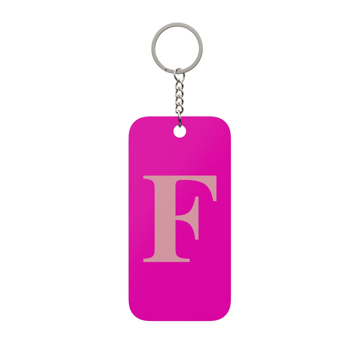 Monogram F Double-Sided Keychain Charm – Pink Personalized Initial Keyring