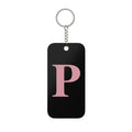 Monogram Keychain — Pink Letter P on Black Double-Sided Charm