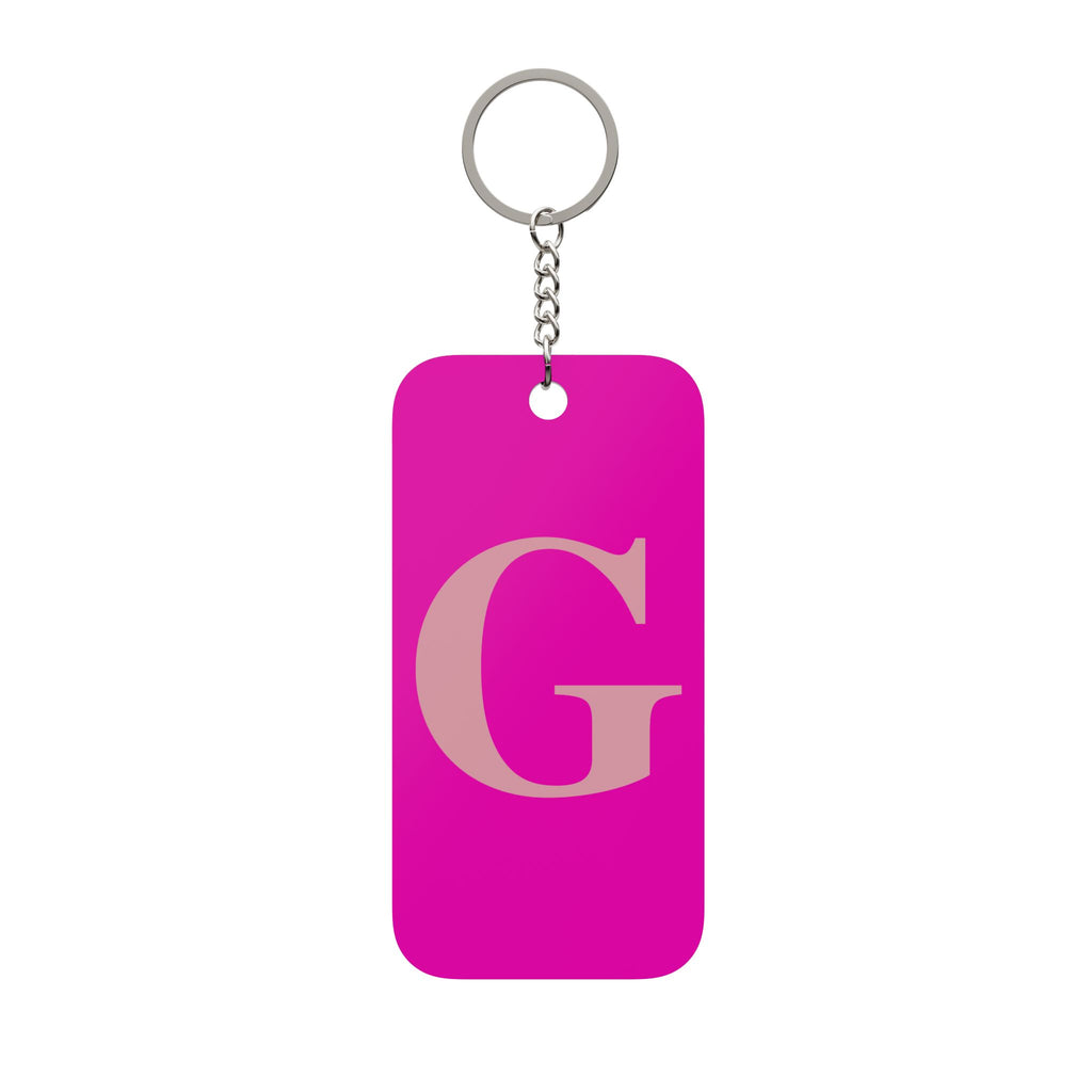 Monogram Keychain Charm — Pink Double-Sided 'G' Initial Keyring