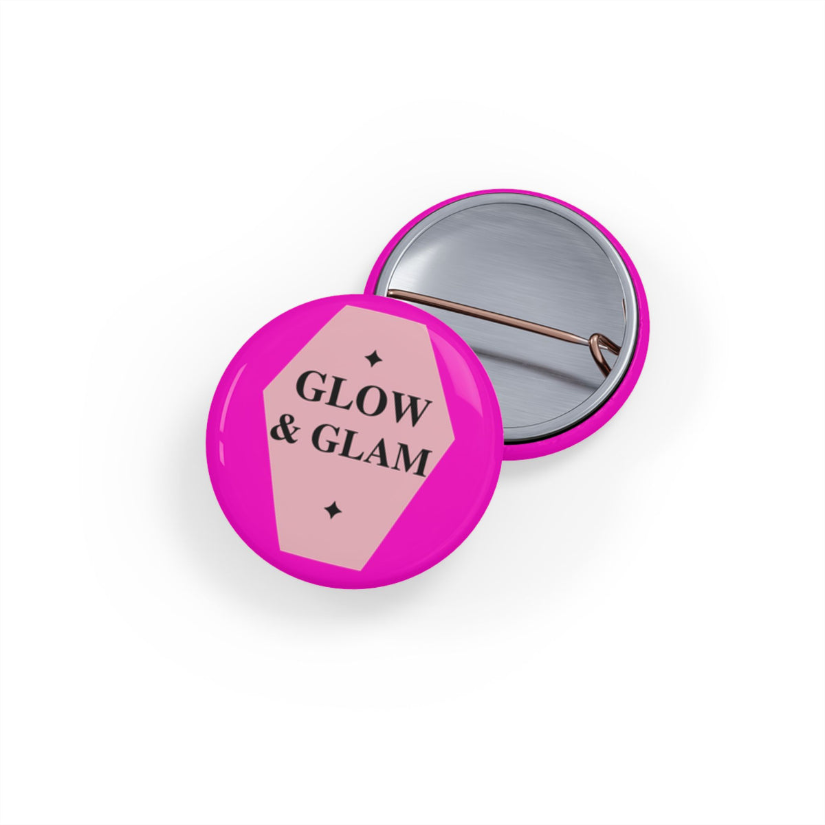 Glow & Glam Round Pin – Pink Beauty Badge