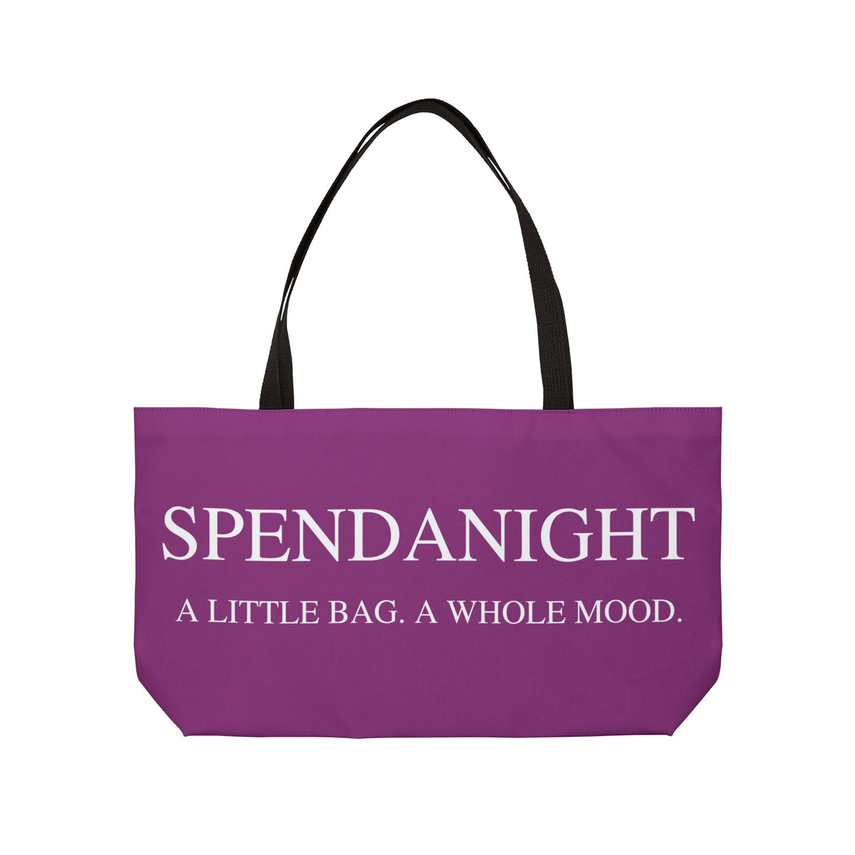 Weekender Tote Bag — "SPENDANIGHT / OVERNIGHT PLANS" Purple Travel Tote