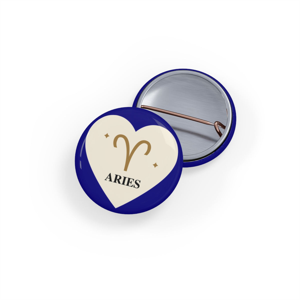 Aries Zodiac Heart Pin – Round Astrology Lapel Button
