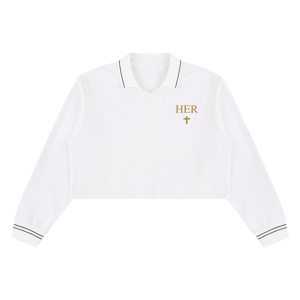 HER Cropped Collared Sweatshirt