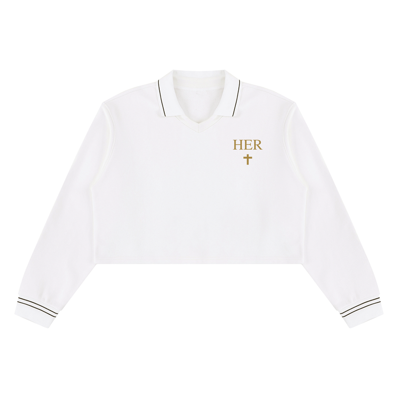 HER Cropped Collared Sweatshirt