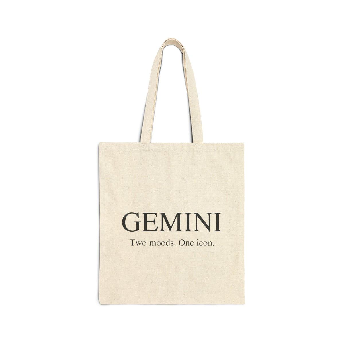 Gemini Zodiac Cotton Tote Bag — "Two Moods. One Icon." Eco-Friendly Horoscope Shopper