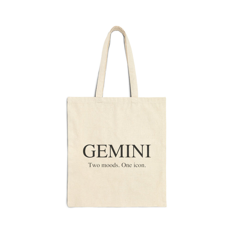 Gemini Zodiac Cotton Tote Bag — "Two Moods. One Icon." Eco-Friendly Horoscope Shopper