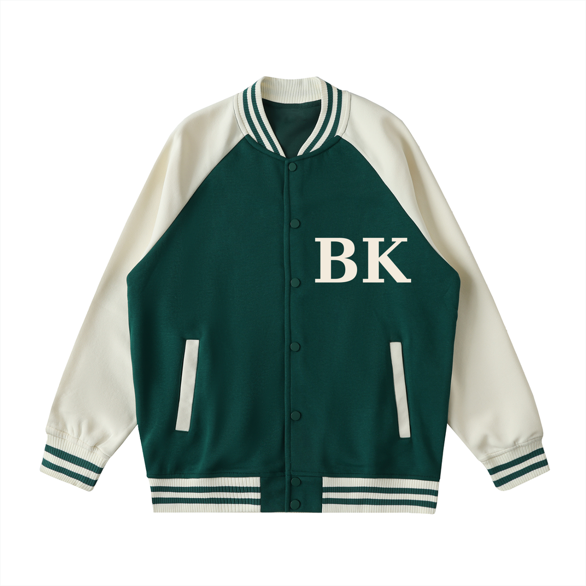 Two Tone Raglan Sleeve Varsity Jacket