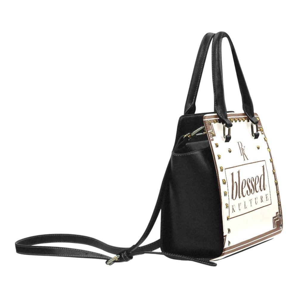 BK Rivet Shoulder Bag — Cream & Chocolate