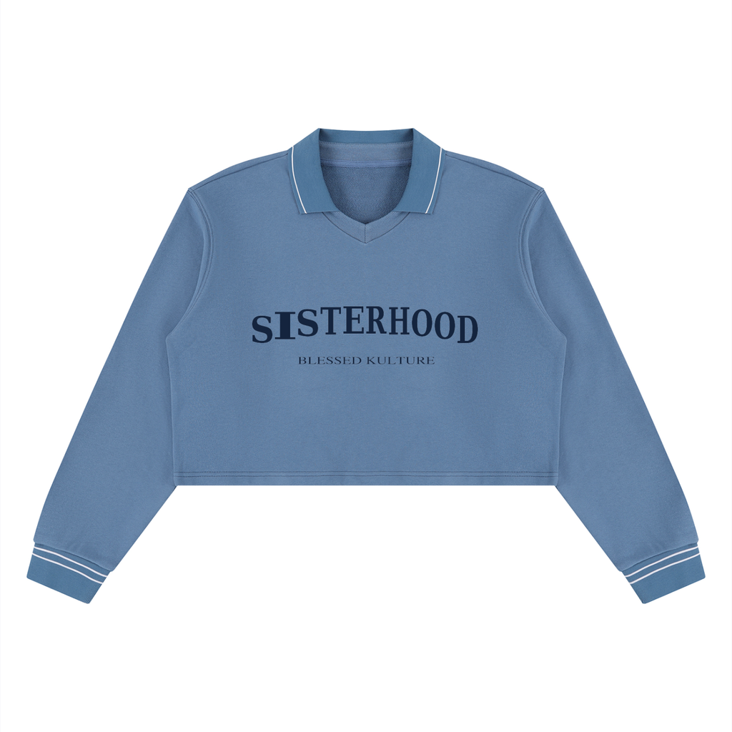 Sisterhood Cropped Collared Sweatshirt