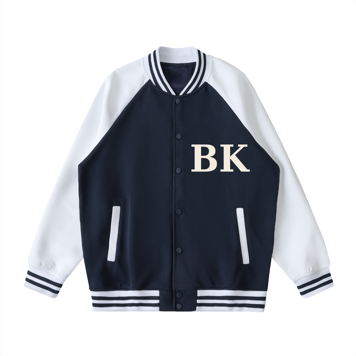 Two Tone Raglan Sleeve Varsity Jacket