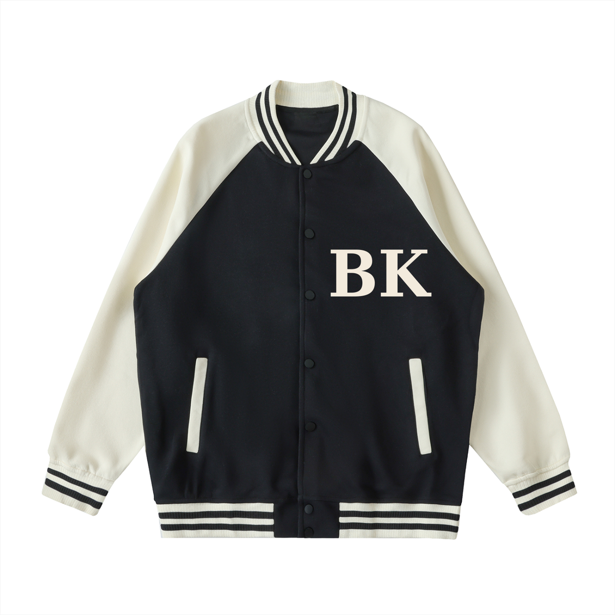 Two Tone Raglan Sleeve Varsity Jacket